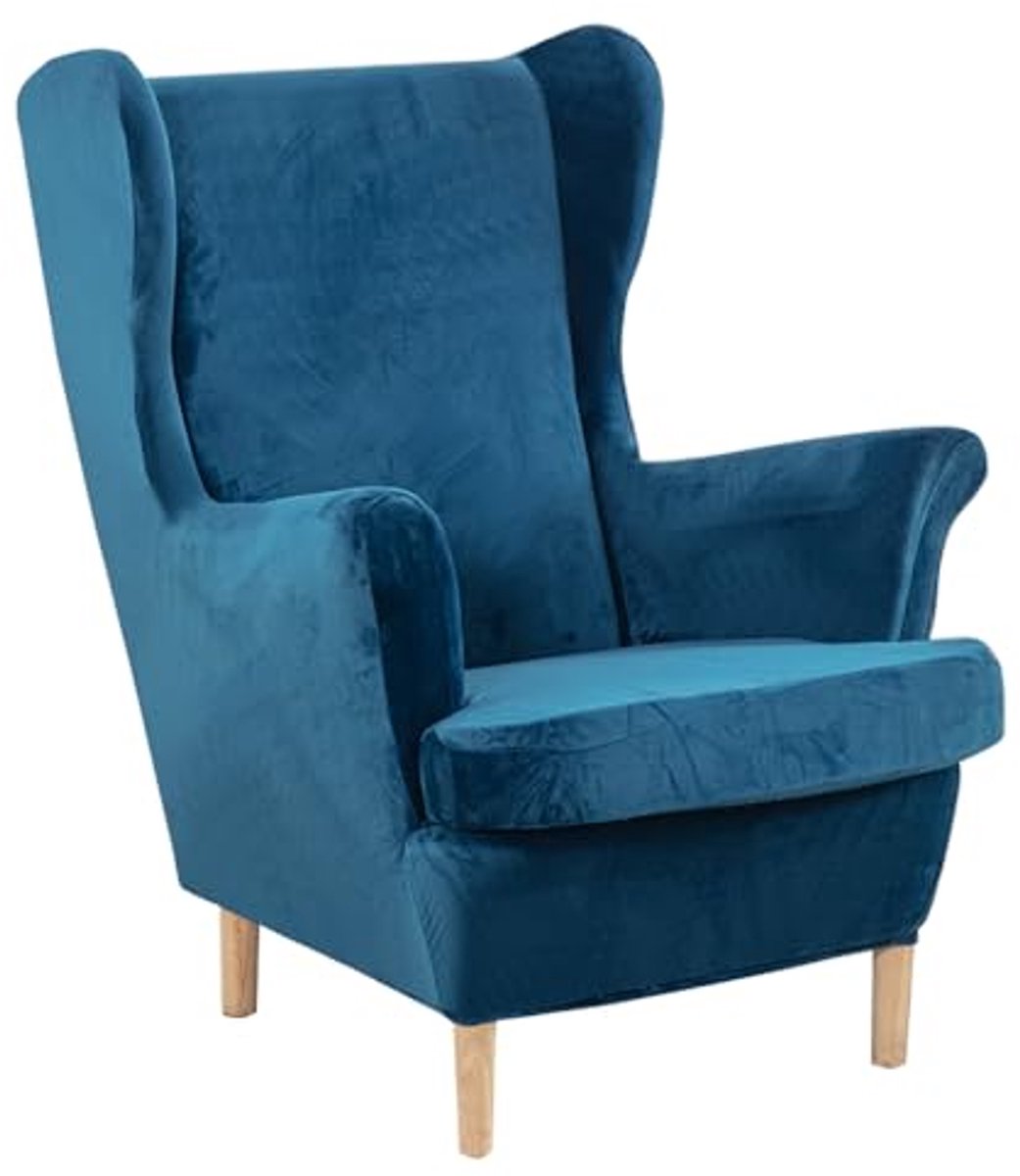 Wing Stoel Bekleding - Oorfauteuil Cover in Tibetaans Blauw