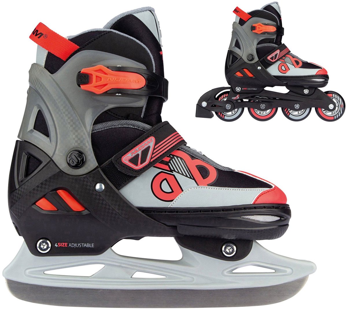 Nijdam skates Combo Red Raider junior zwart/rood/grijs maat 29-32