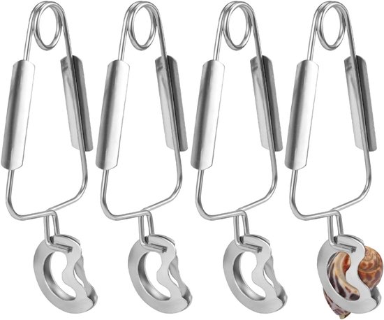 Set de 4 - Pince à escargots - Pince fourchette à escargots - 16*3,5 cm - Pince de cuisine - Pince de service - Acier inoxydable - Argent - Ustensiles de cuisine