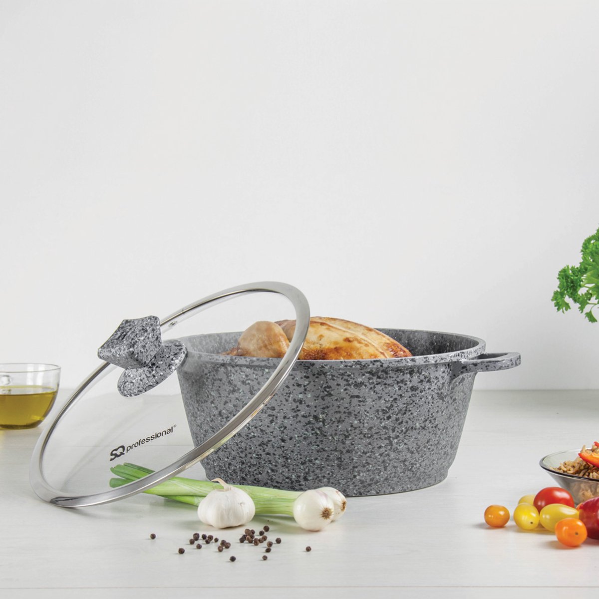 Nessa Granum Diecast Stockpot - Serizzo Grey