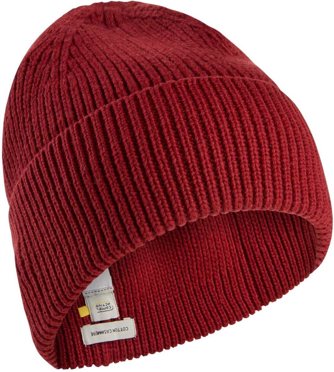 camel active Beanie van een katoen-kasjmiermix - Maat menswear-OS - Amberrood