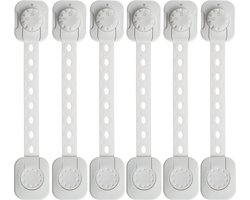 Kinderslot kastjes - Zelfklevend kinderslot - Dubbel op slot - Kinderslot op maat - Baby veiligheid - 6 stuks - Wit