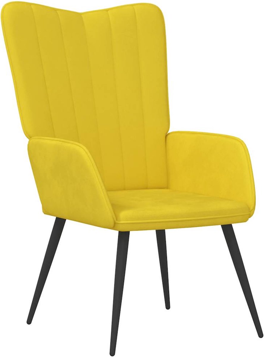vidaXL Relaxstoel - fluweel - mosterdgeel