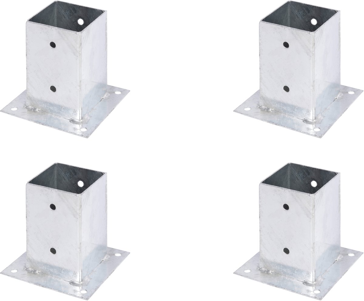 Alberts 4 x opschroefhuls voor vierkante houten palen, 91x91 mm, thermisch verzinkt, voor opschroeven