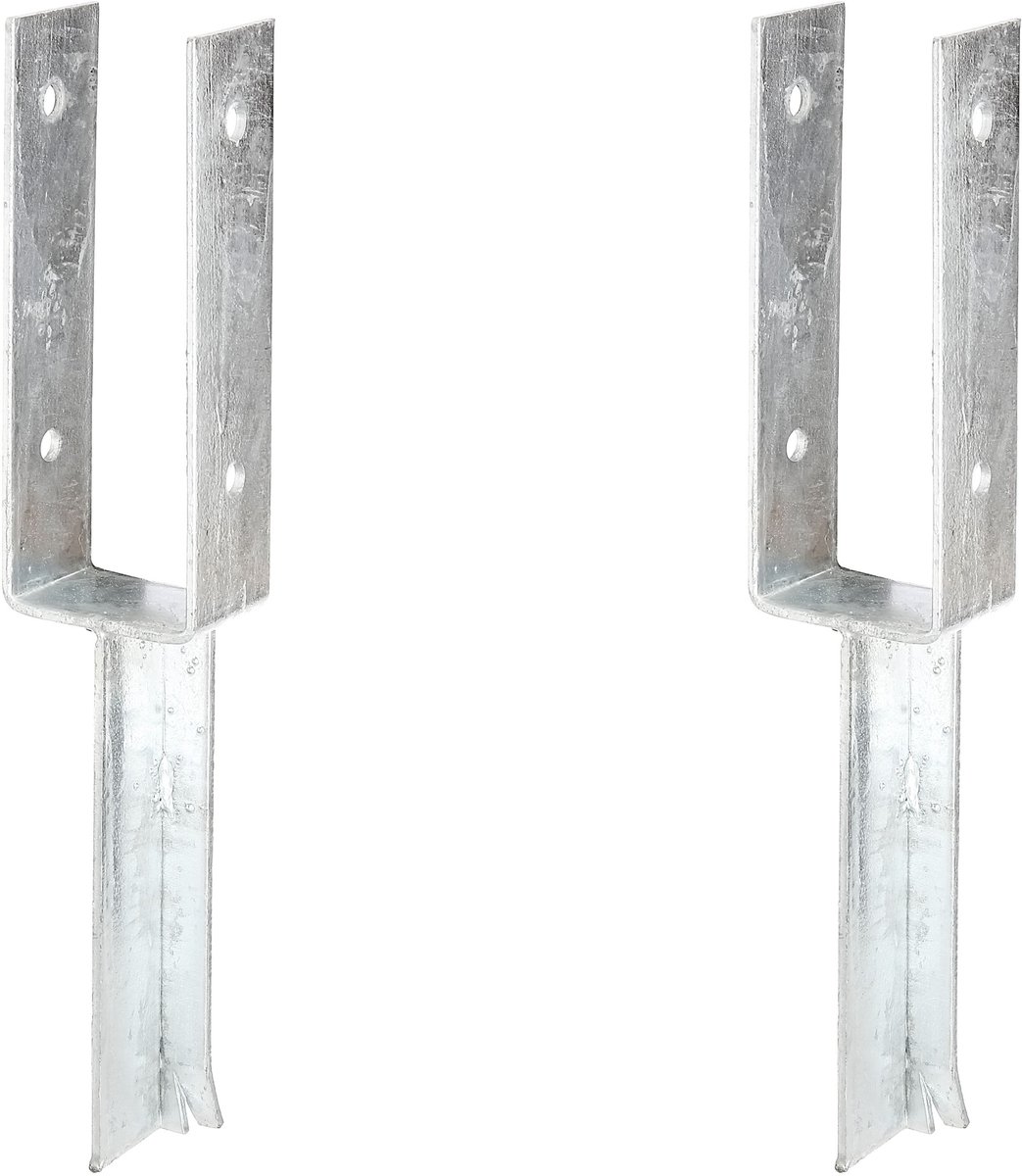 Alberts 2 x U-paaldrager mit betonanker aus T-Eisen, 71x200 mm, thermisch verzinkt, voor inbetonneren, betonanker 200 mm
