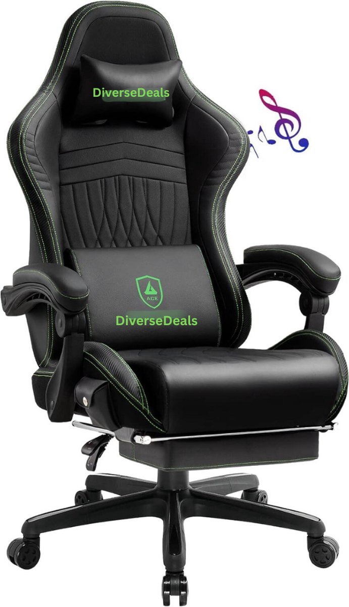 Thuys – Gamestoel Met Voetsteun – Gamestoel Ergonomisch – Gamestoel Bureaustoel – Verstelbaar – Zwart