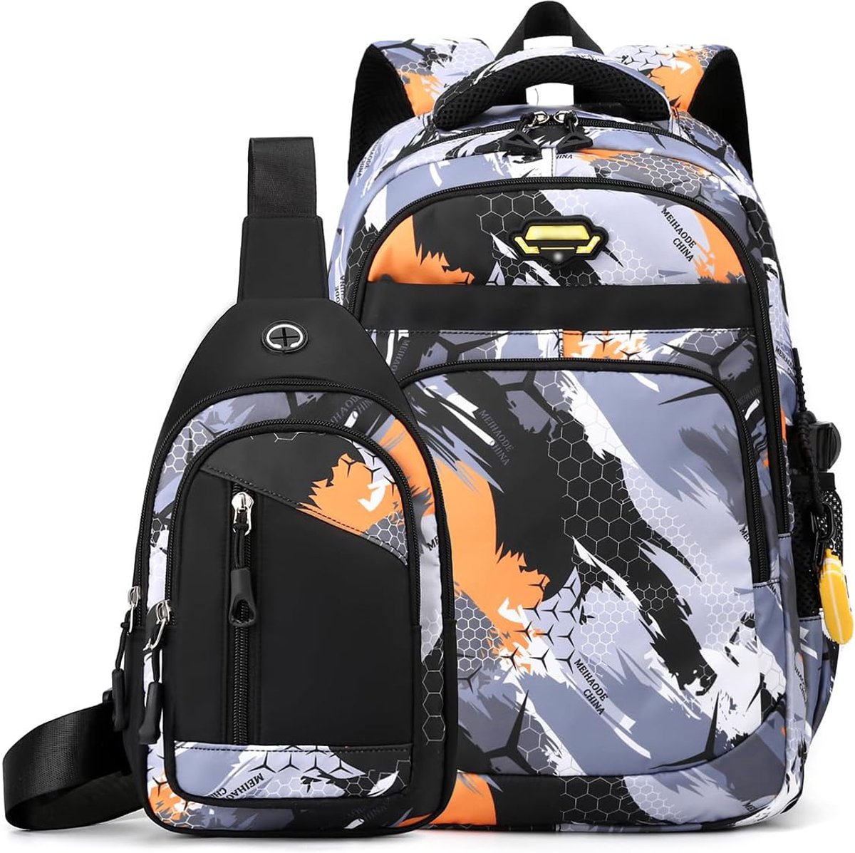 Amythe Schooltas voor kinderen, rugzak voor jongens en meisjes, nylon, ademend, waterdicht, lichtgewicht, grote boekentas, ergonomisch ontwerp, ideaal voor school