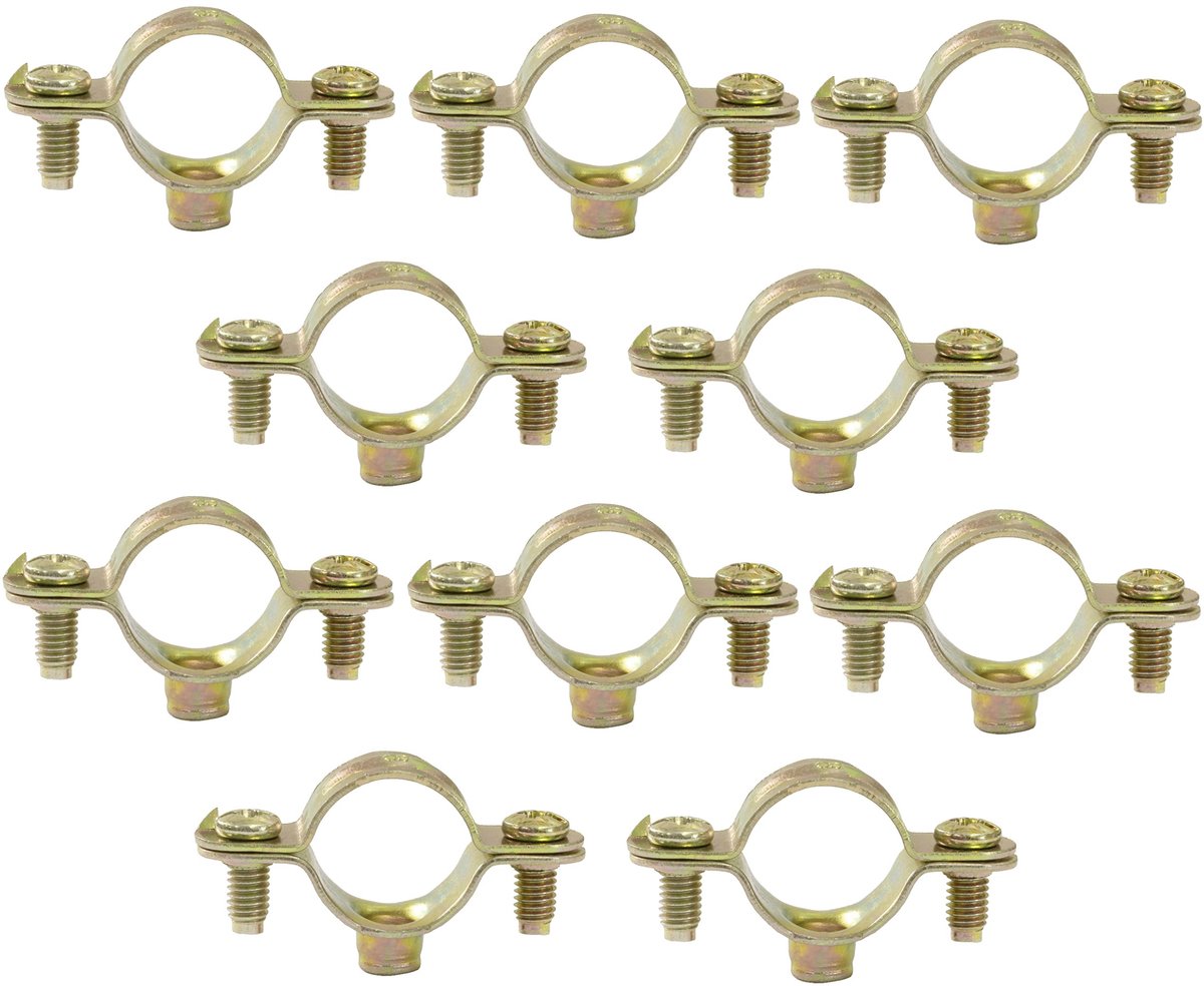 C60427 - Set van 10 bevestigingsklemmen voor Ã˜ 18 mm - Wandmontage voor koperen leidingen - van staal