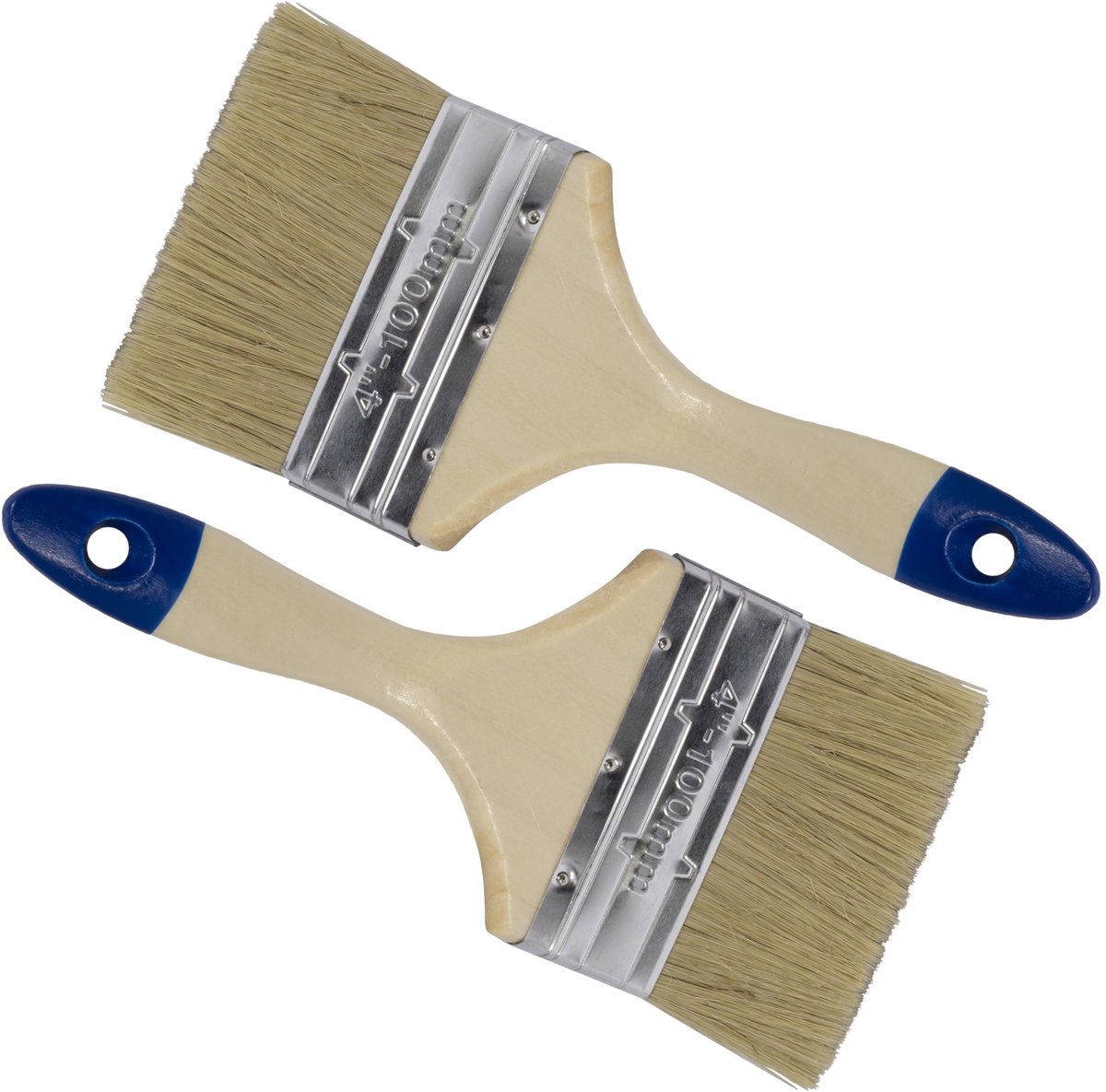 C68525 set van 2 platte kwasten 236 x 100 x 51 mm - houten handvat - voor schilderen en vernissen