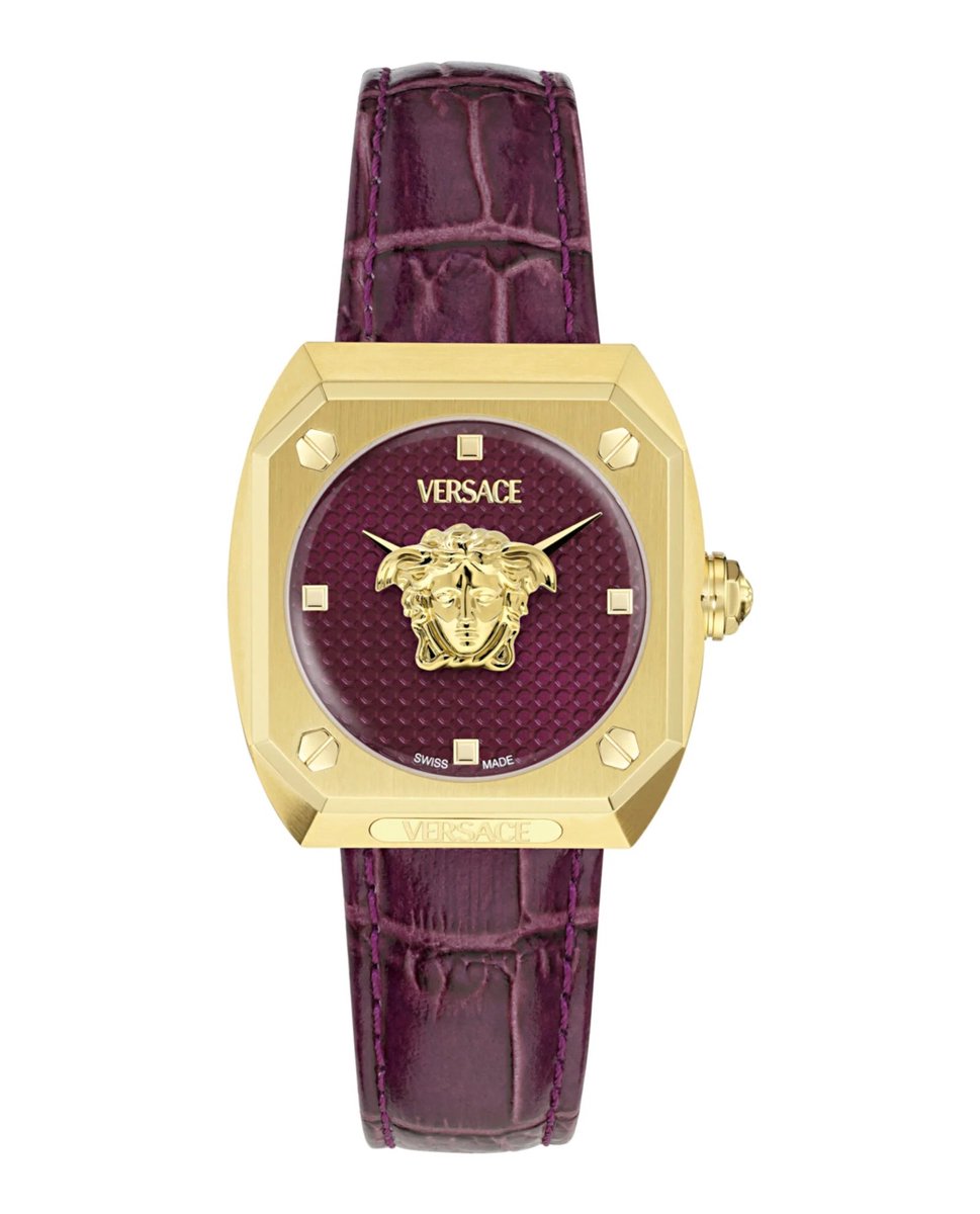 Versace Medusa Antares VE0R00125 Horloge - Leer - Rood - Ø 35 mm