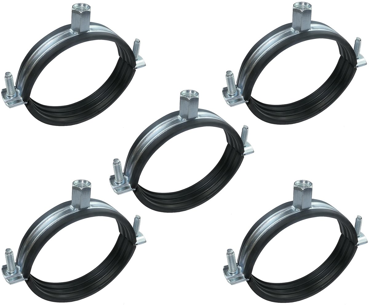 C49889 - Set van 5 - Isophonic Klemmen - Bevestiging met Rubber Seal - Voor Slang Ã˜ 3'' (83-91 mm) - Galvaniseer Staal - DIN EN 10111