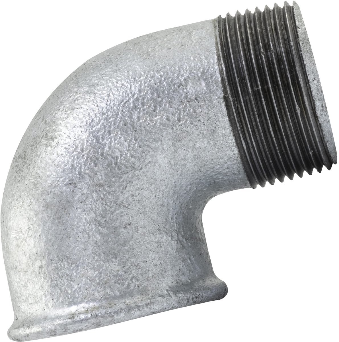 Hoekstuk 1 1/4 inch Male-Female van gegalvaniseerd gietijzer met 90° verbinding voor sanitair en verwarmingssystemen, duurzaam en stevig in gebruik