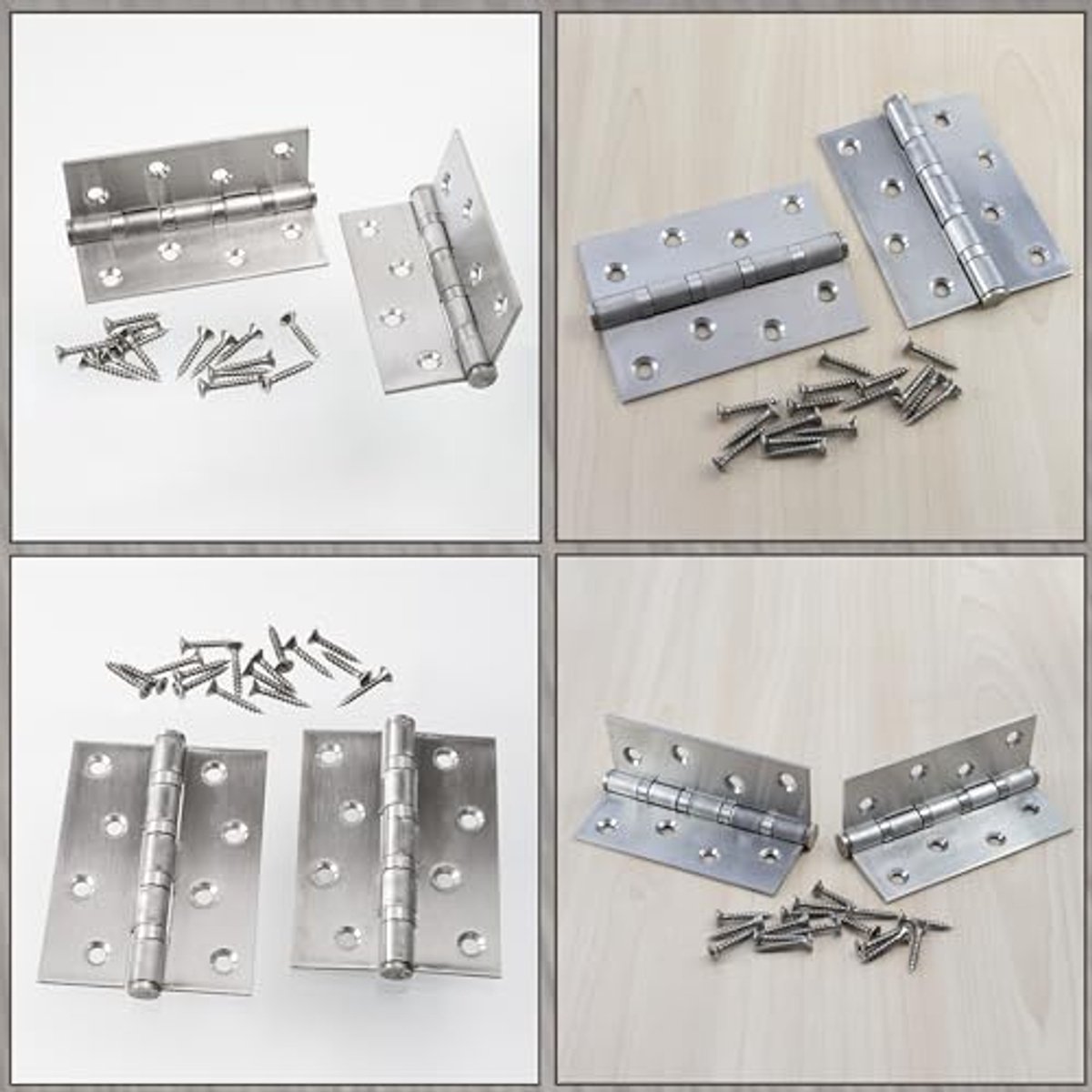 C42775 - Set van 2 deurhengsels 100x75mm met kogelbussen - brons - satijn afwerking - voor kastdeuren