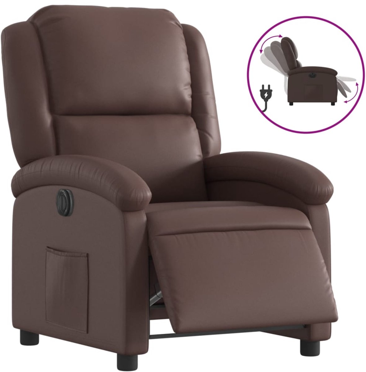 vidaXL Fauteuil - verstelbaar - elektrisch - kunstleer - bruin