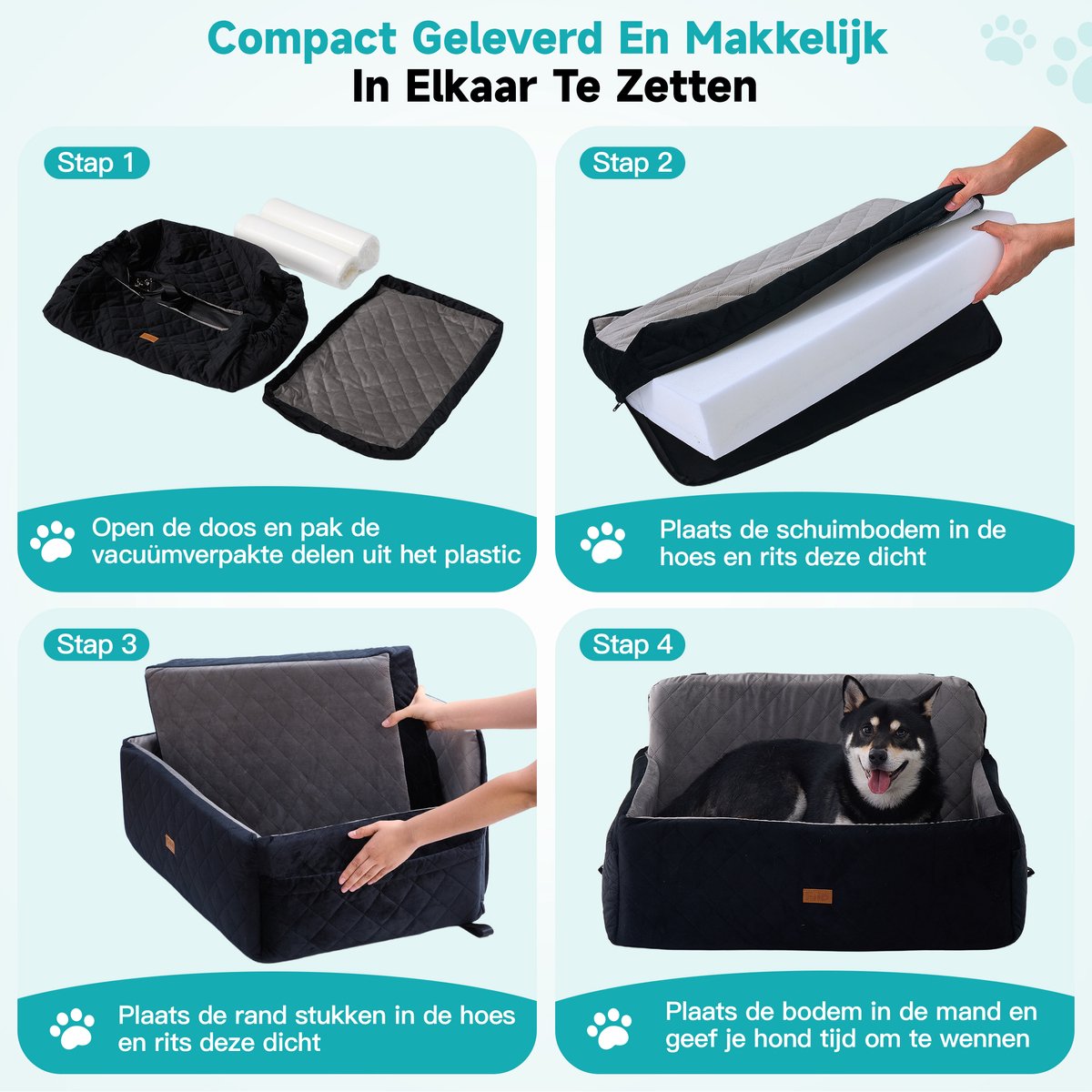 Filo wasbare autostoel hond groot met gordel, 73x52 cm thumbnail 6