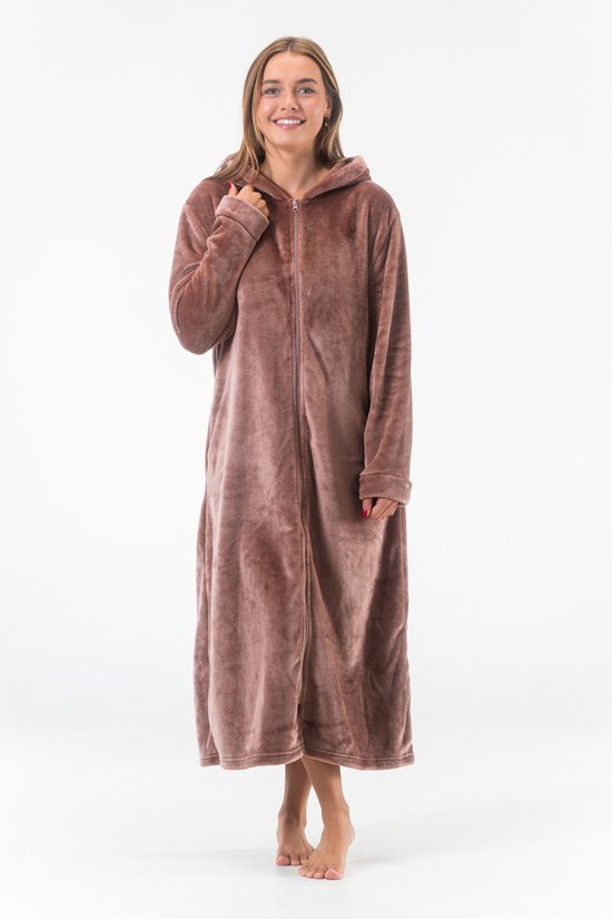 GAUBERT® 8206- Badjas polaire zippé Extra long uni - L/XL - Beige sable