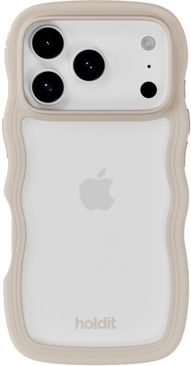 Holdit Wavy Case geschikt voor Apple iPhone 17 Pro Max - Transparent / Light Beige