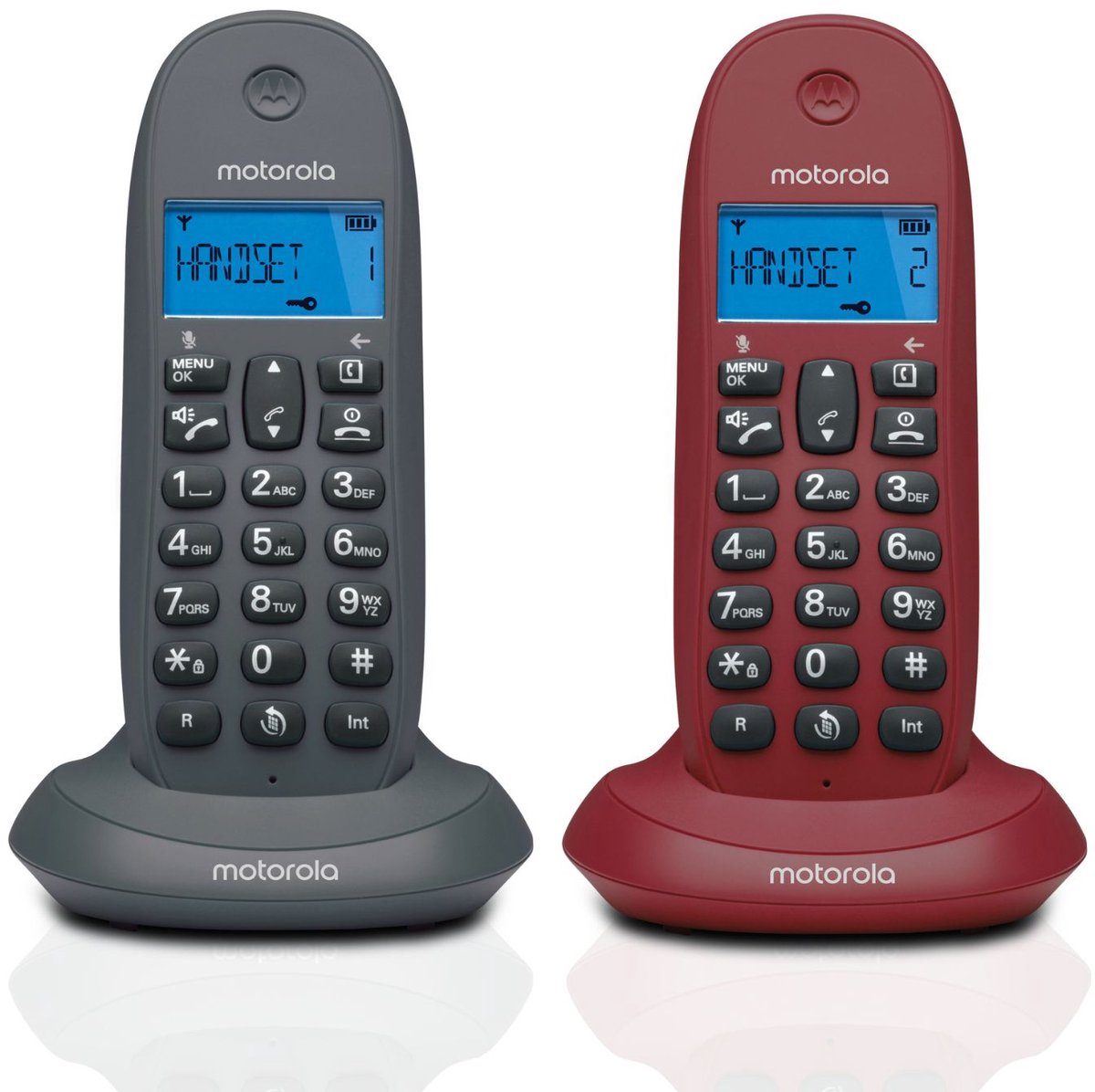 Motorola Voice - Pack C1002GW Draadloze DECT-snoerloze telefoon met intercom en oproepdoorschakeling, LED display met achtergrondverlichting en ECO-modus, Mute-functie, handsfree speakerphone