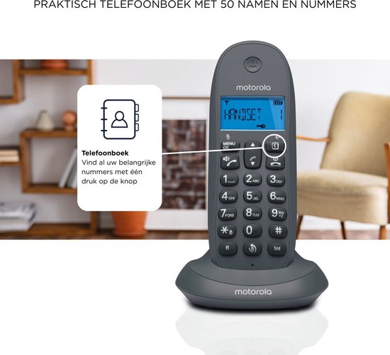 Identification de l'appelant du téléphone DECT Motorola C1002 Téléphone Grijs
