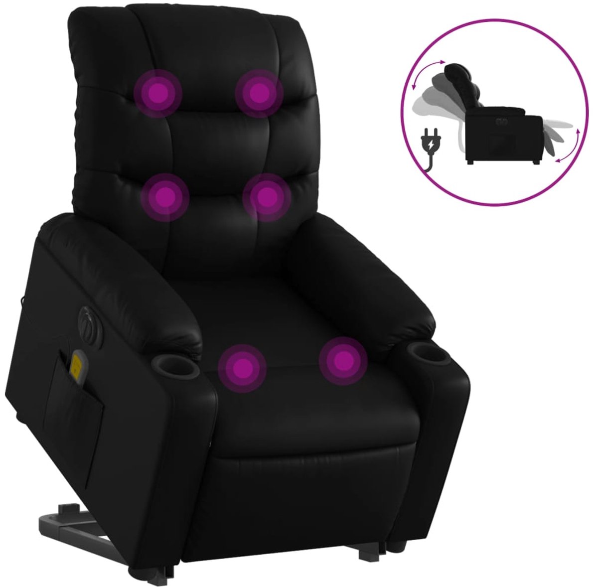 vidaXL Sta-op-massagestoel - elektrisch - kunstleer - zwart