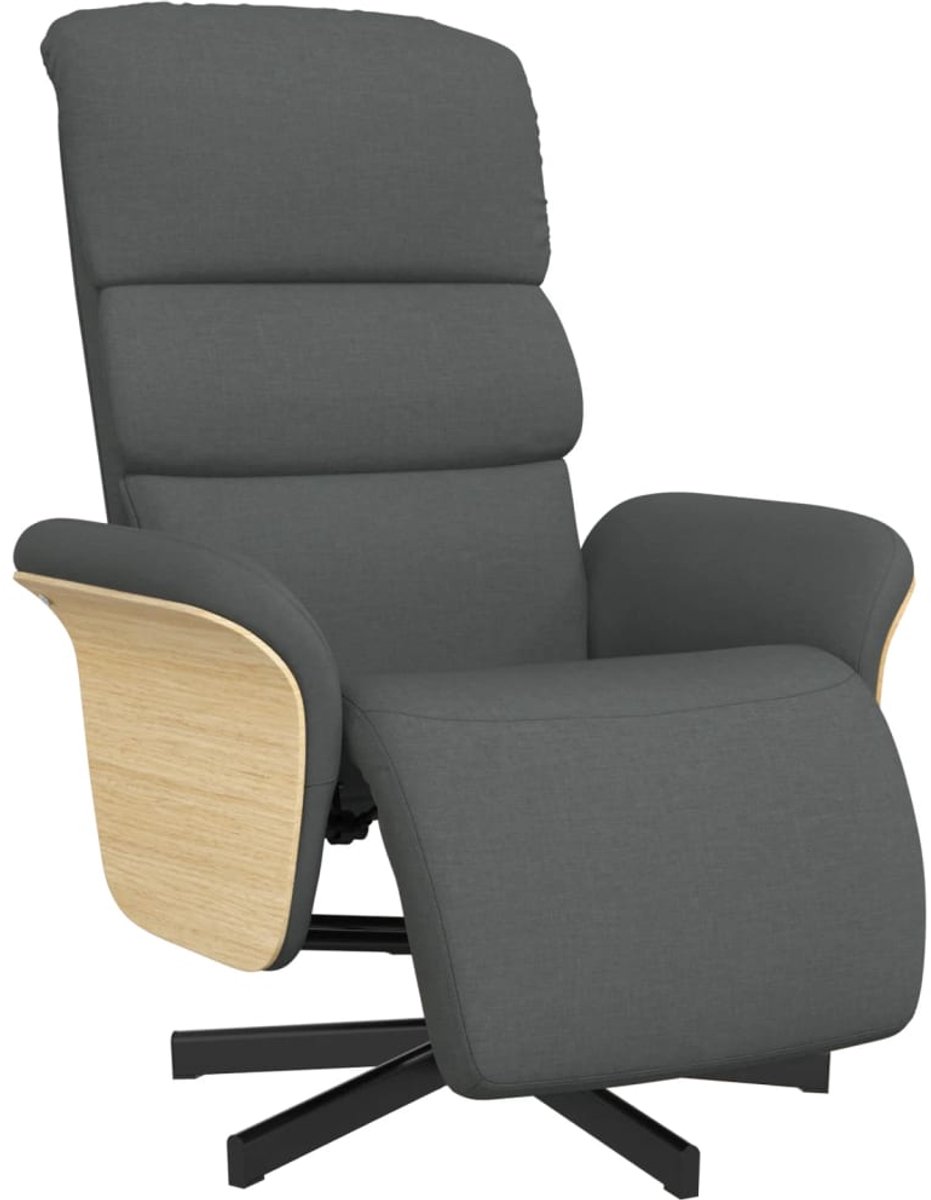 vidaXL Fauteuil - verstelbaar - met - voetensteun - stof - donkergrijs