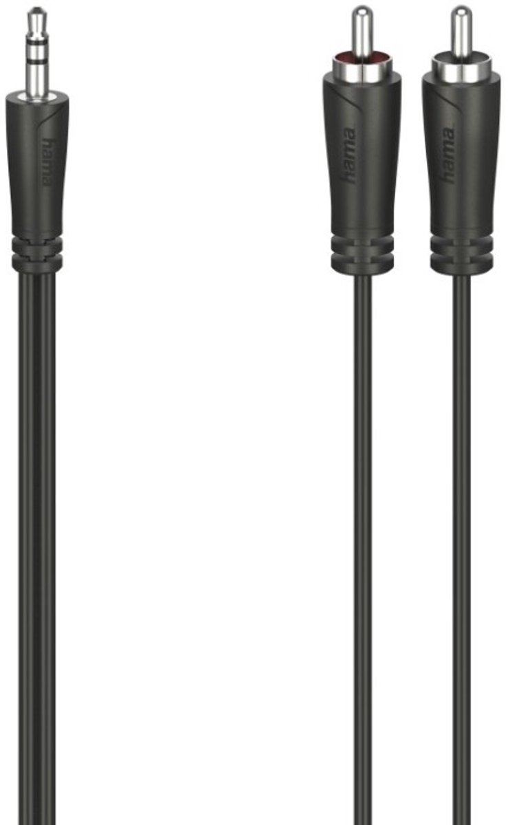 Hama 00205112 Jackplug / Cinch Audio Aansluitkabel [2x Cinch-stekker - 1x Jackplug male 3,5 mm] 5 m Zwart