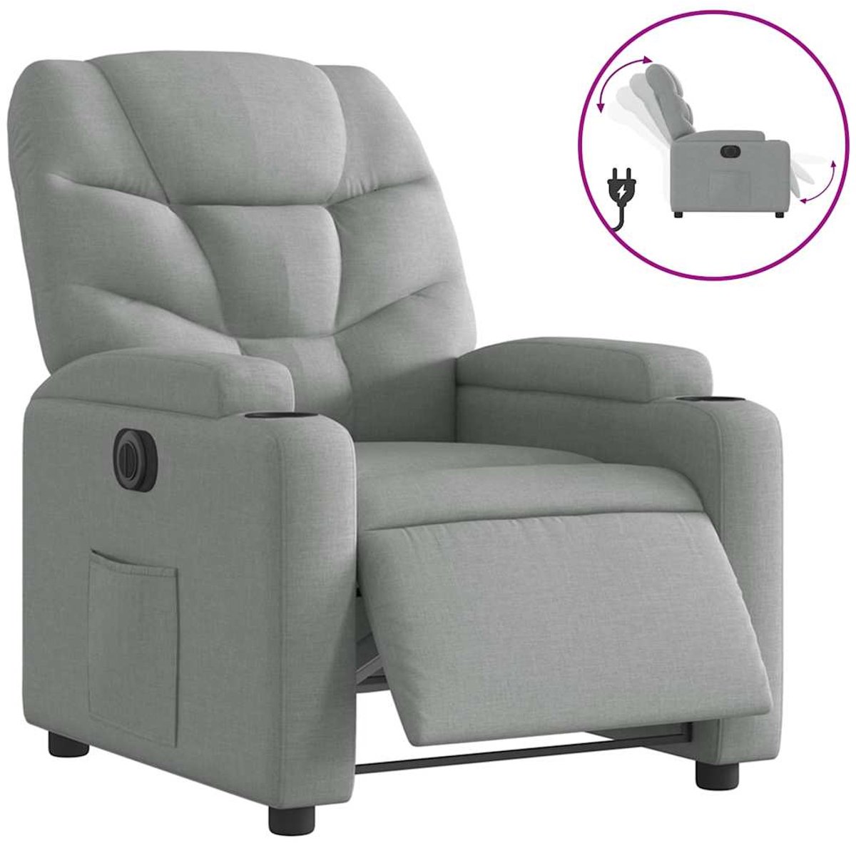 vidaXL Fauteuil - elektrisch - verstelbaar - stof - lichtgrijs