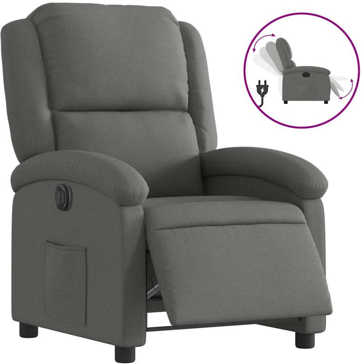 vidaXL Fauteuil - elektrisch - verstelbaar - stof - donkergrijs
