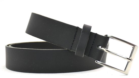3cm zwarte riem - damesriem/herenriem - zwart - 100% leder - Maat 125 - Totale lengte riem 140 cm