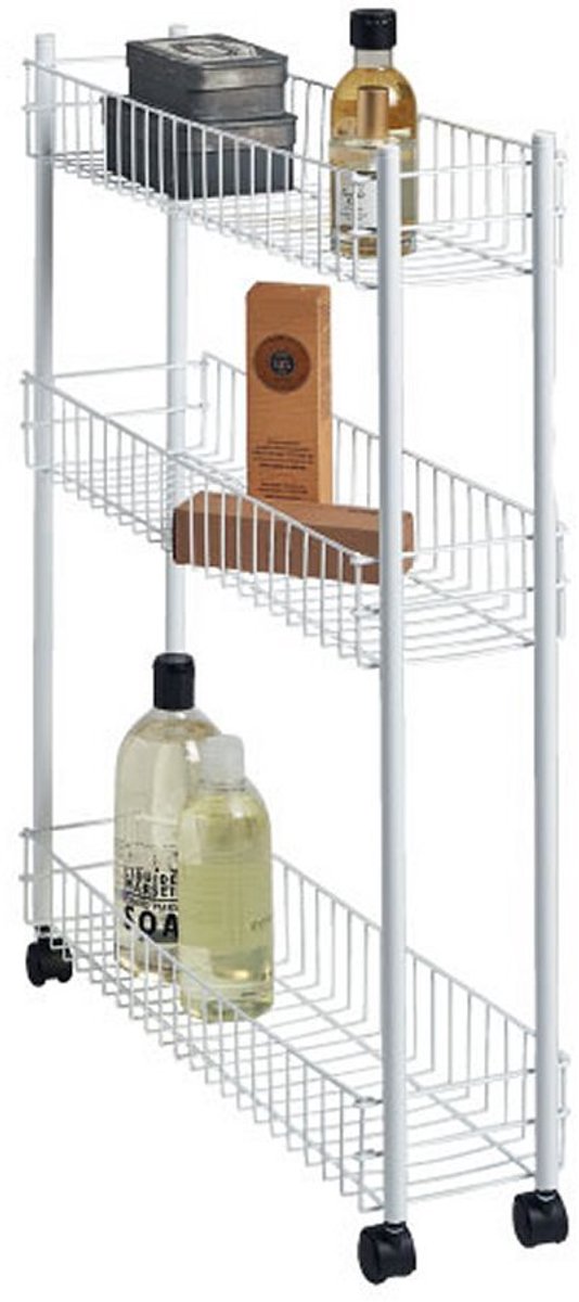 Metaltex - Keukentrolley op wieltjes - 3 Etages - Wit - 60x17x72,5 cm
