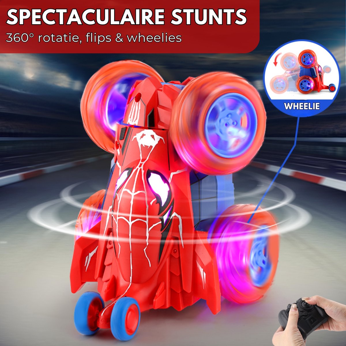 Boncy® Bestuurbare RC Auto - 3D Functie - Jongens Meisje Volwassenen - Robot Speelgoed Binnen & Buiten - Afstandbestuurbaar Race Drift Car - Afstandsbestuurbaar Raceauto Accu Spiderman Alternatief Stuntauto - Bestuurbaar Elektrisch Autos Actiefiguur — afbeelding 5