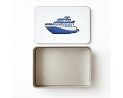 Hacebo® - yacht koektrommel rechthoekig - Boten - Schippers - koekblik – koektrommels – bewaarblik - snoeptrommel - Boot - yachten - kapitein - koek trommel - 20 x 13 CM
