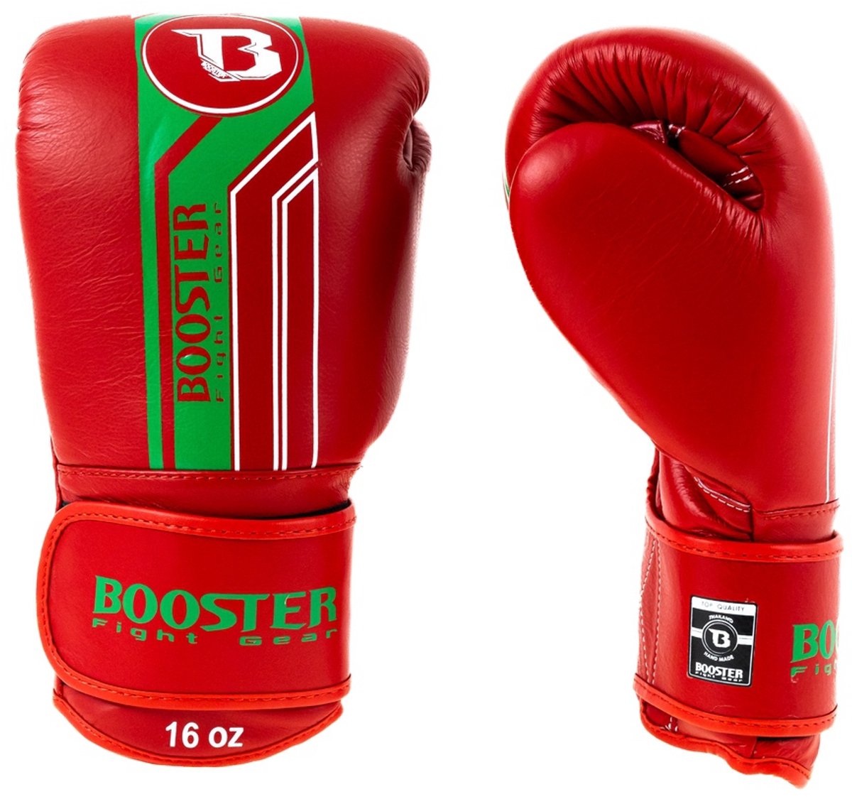 Booster Pro Range BGL V9 Bokshandschoenen – Handgemaakt in Thailand – Premium Echt Leer – Rood/Groen Morocco edition – 14 oz