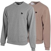 2-Pack Donnay - Fleece sweater ronde hals (Dean) - Sporttrui - Heren - Silver-marl/Taupe-grey (726) - maat 3XL