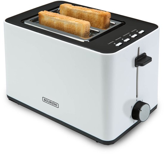 Bourgini Tosti Toaster met Bagelfunctie - Broodrooster met Tostiklemmen - Wit- Matte Finish - Extra brede sleuf geschikt voor 2 tosti's