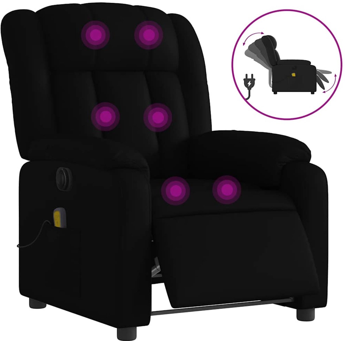 vidaXL Massagestoel - verstelbaar - elektrisch - kunstleer - zwart