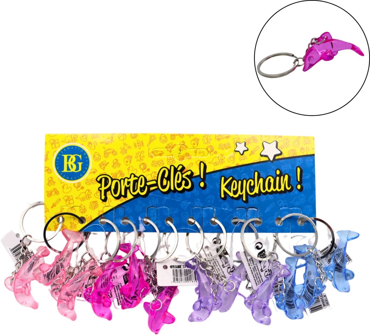 Sleutelhangers Dolfijn – Set van 12 Stuks – 4 Kleuren – Traktatie, Uitdeelcadeau & Kinderfeestje