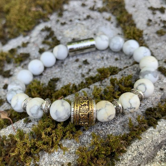 Dragon Bracelets Heren Armband - Aziatisch - Prayer Bead Bracelet - Natuursteen Wit
