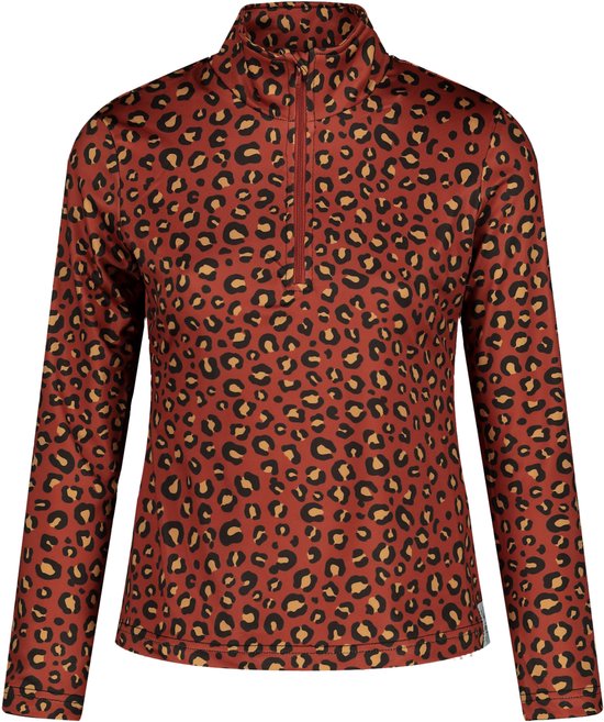 Emski - Pull de ski femme - Pull avec un quart de zip - à porter sous la veste de ski - Imprimé panthère