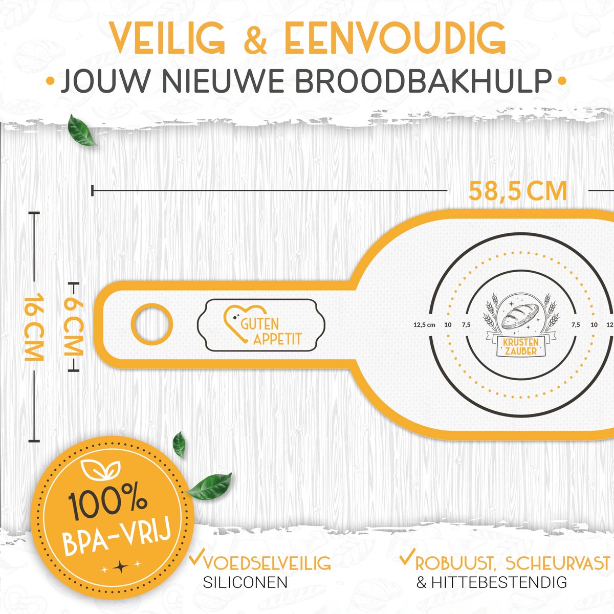 KRUSTENZAUBER Deegschraper set van 2 stuks - praktische deegkaart voor het vormen van brood - flexibele deegschraper of deegspatel als brood bakken accessoire - voor het schrapen, vormen, gladmaken en