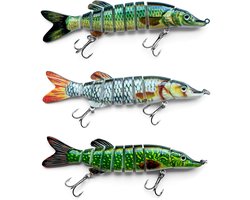3x set - Levensecht Kunstaas - 8-delige voor Snoek & Baars