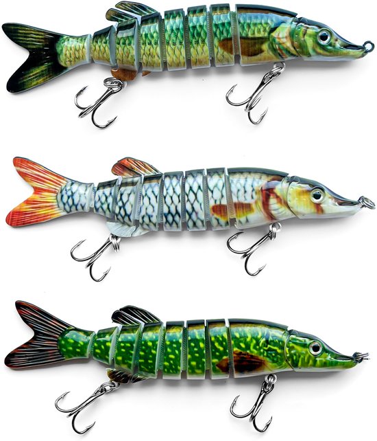 3x set - Levensecht Kunstaas - 8-delige voor Snoek & Baars