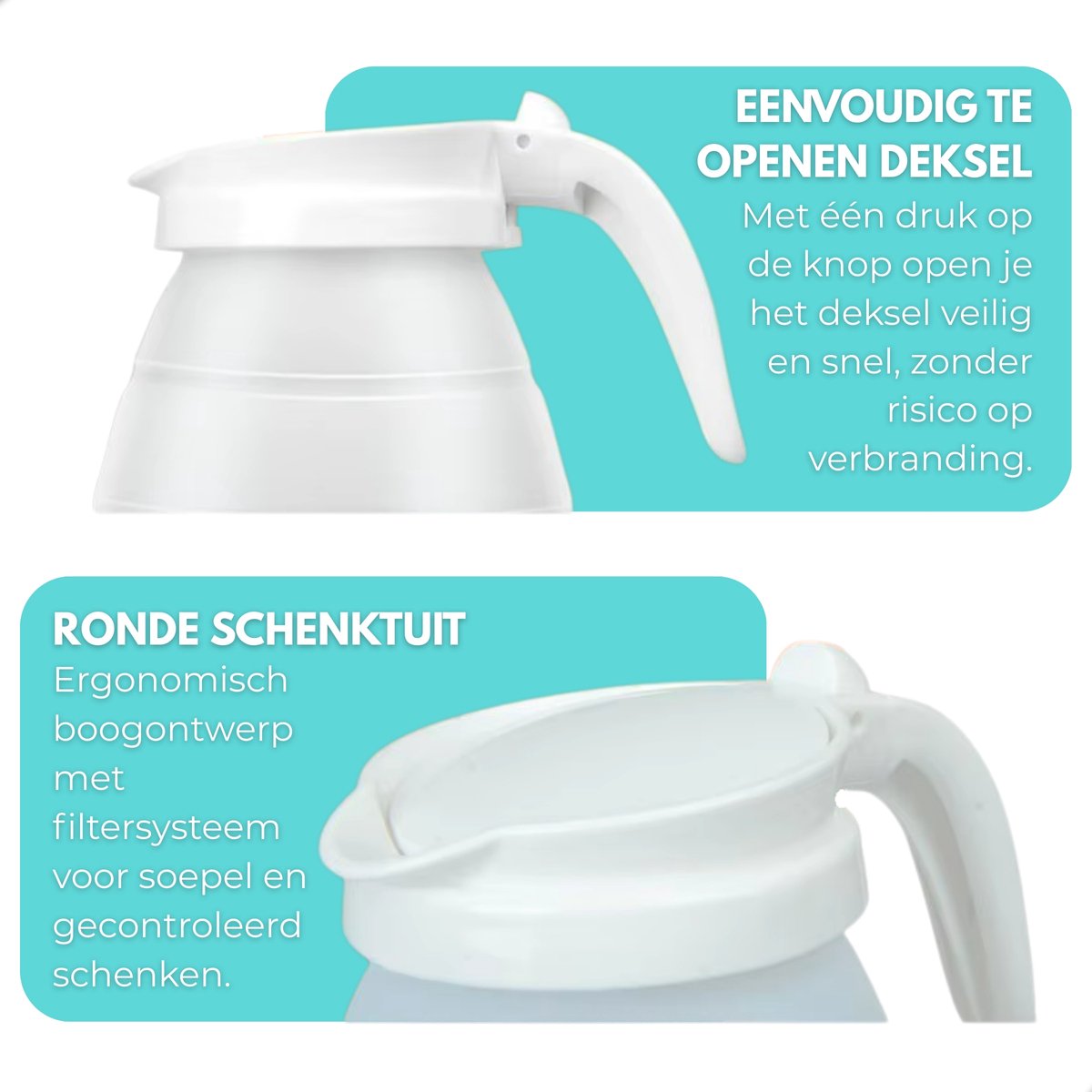 Boncy® Premium Mini Opvouwbare Waterkoker - 0.6 Liter Kleine Reiswaterkoker - Inklapbaar Wit - Reis Waterkokers voor Camping Hotel Senioren - Klein Draagbare Travel Water Koker Beige Creme - 0,5 L Grijs — afbeelding 3