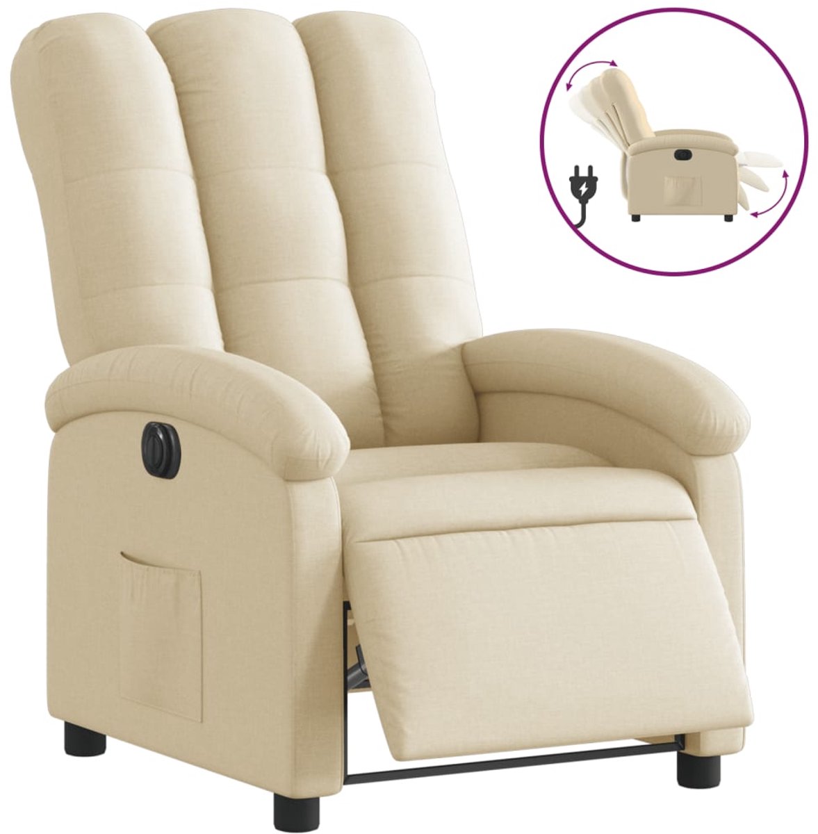 vidaXL Fauteuil - verstelbaar - elektrisch - stof - crèmekleurig