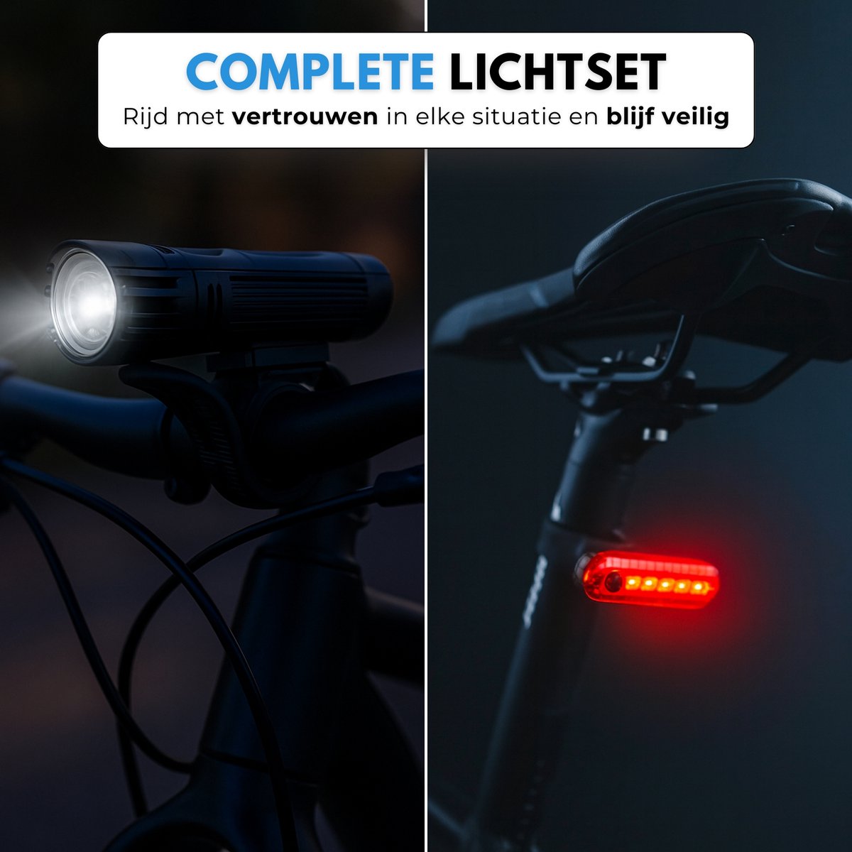 Boncy® Premium Fietslamp Set - USB Oplaadbaar - Fietsverlichting Voorlicht & Achterlicht Fiets - Fietslicht LED Verlichting Voor en Achter - Oplaadbare Fietslampjes Wit & Rood - Koplamp Fietslichten Voorlamp & Achterlamp - Mountainbike Licht Lamp thumbnail 5