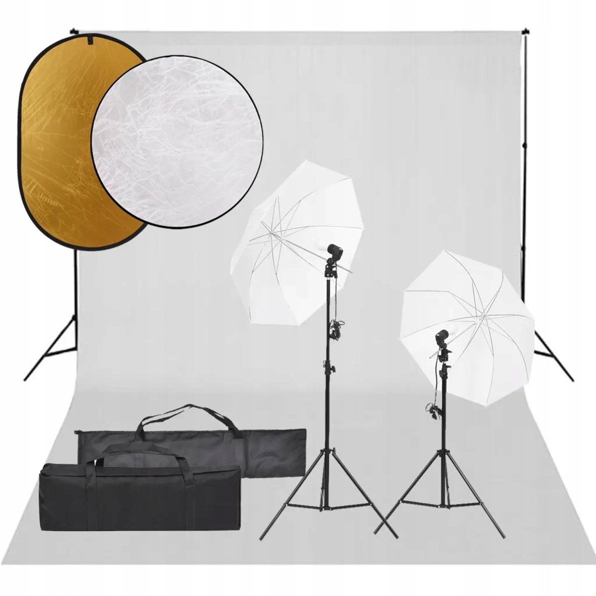 Studio Fotografie Set 5500K 84cm Wit - Compleet met Achtergrond & Reflector