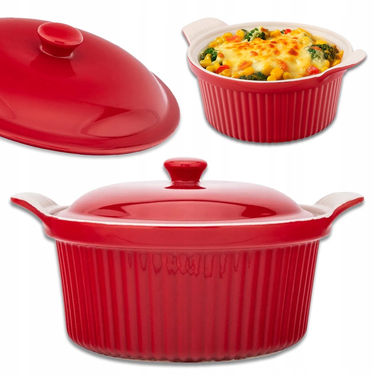 Altom Design Red Chilli Keramische Ovenschaal met Deksel 2.2L