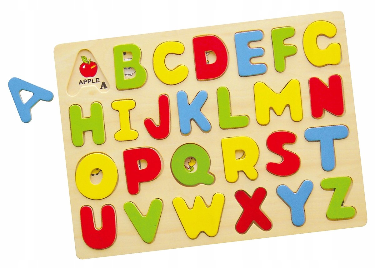 VIGA Alfabet Houten Puzzel met Onderlegger - Educatief Speelgoed