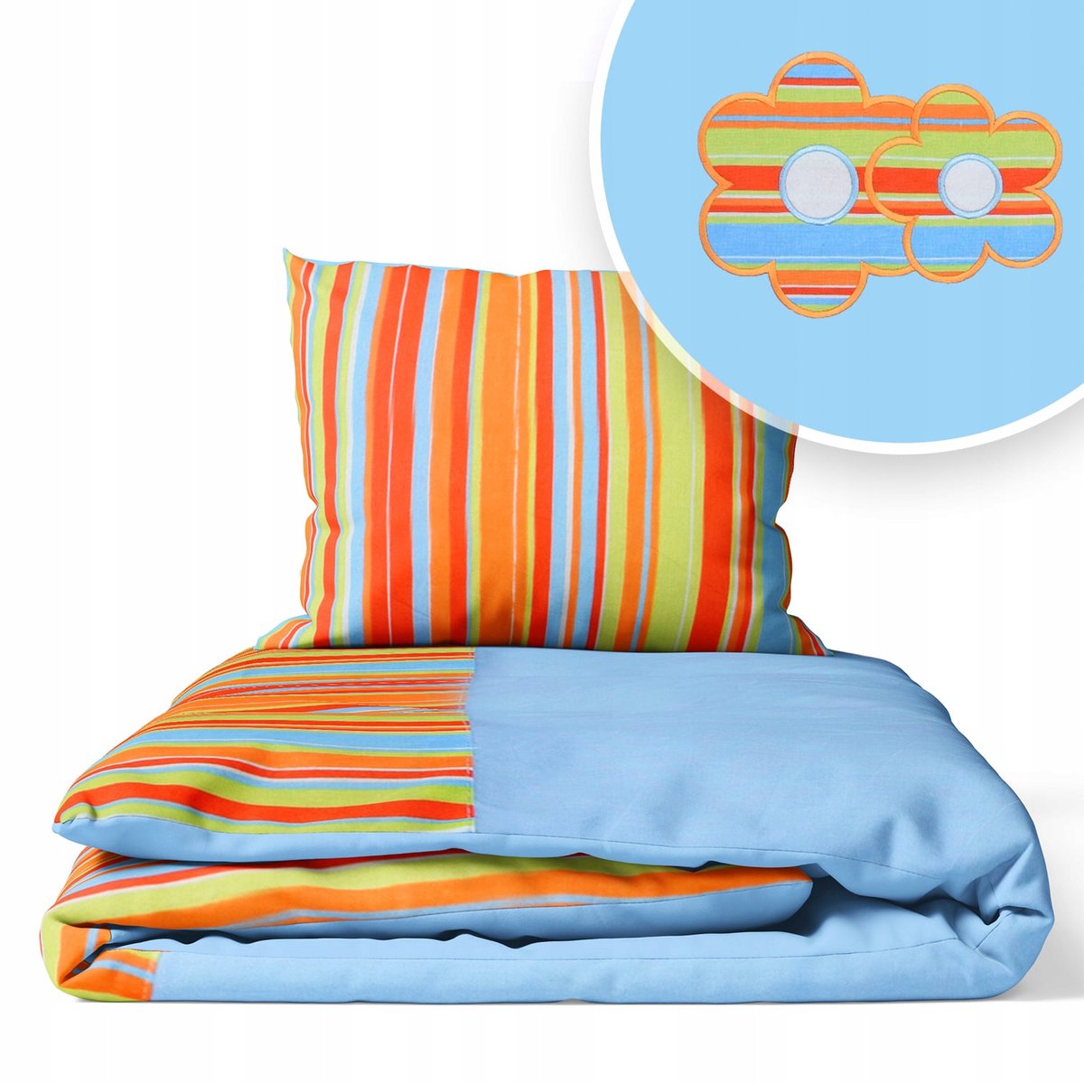 Kinderledikant Dekbedovertrek Set 120x90cm - Bloemen Blauw