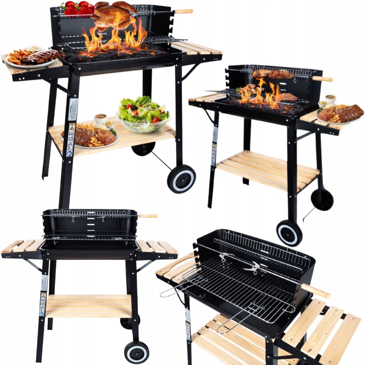 Grote Koolgrill met Rotisserie & 3 Plateaus - Premium Tuingrill